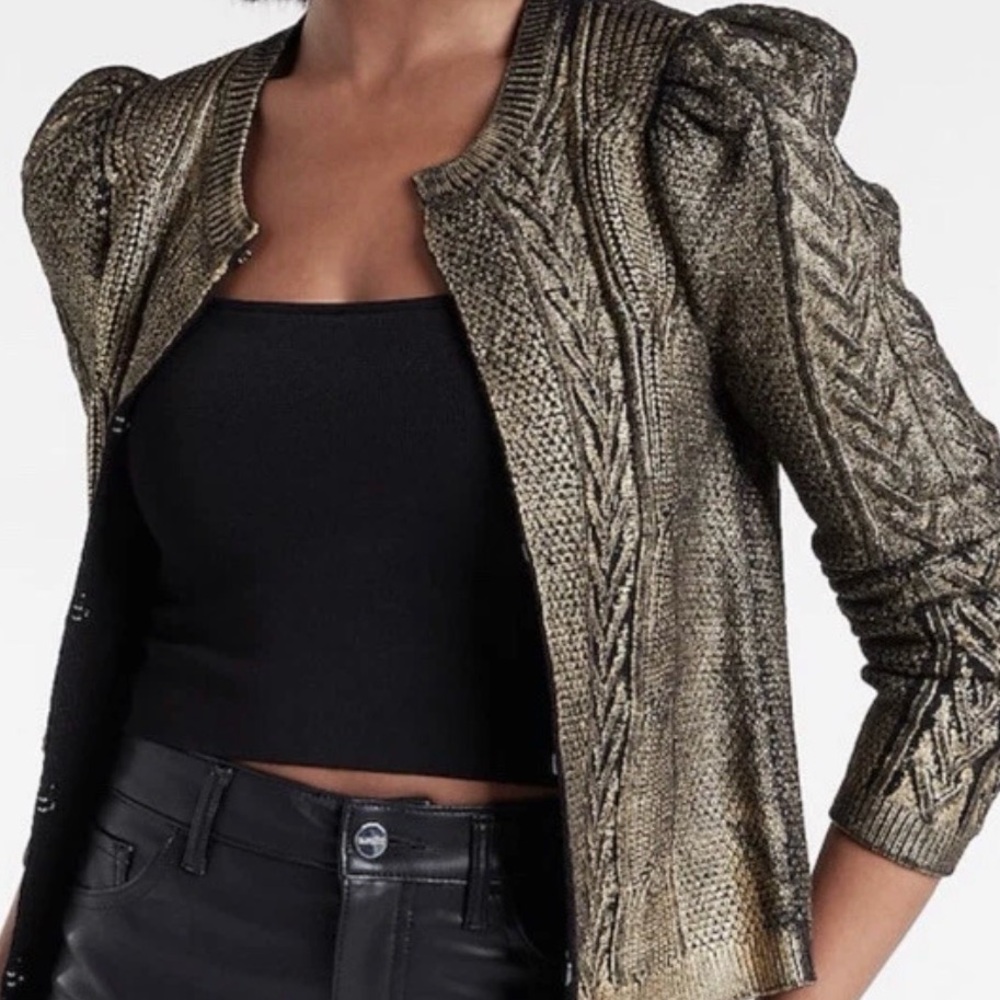 Express Shimmering Gold Knit Cardigan
